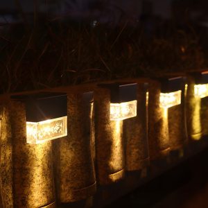 MARS2732 2PCS Solar Sunset Fence Lights RGB LED Outdoor Acrylic Bubbles Step Deck Light