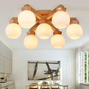 MARS2761 Nordic Style Modern Wood Chandelier LED Globe Chandelier
