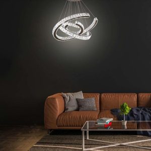 MARS2759 Wave Flush Mount Lighting for Dining Room LED Crystal Stainless Steel Ceiling Lights