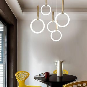 MARS2756 Circle Cylinder Island Pendant Lighting Metal Silica Gel LED Ceiling Light