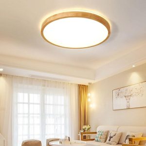 MARS2762 Circular Kitchen Flush Mount Lighting Bamboo Acrylic LED Living Room Ceiling Lights