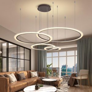 MARS2746 LED 4-Rings Geometric Shapes Pendant Light Floating Ring Living Room Ceiling Lights