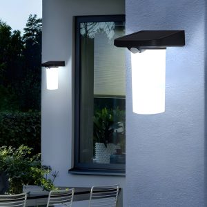 MARS2740 Modern LED Black Outdoor Solar Wall Lights with Motion Sensor