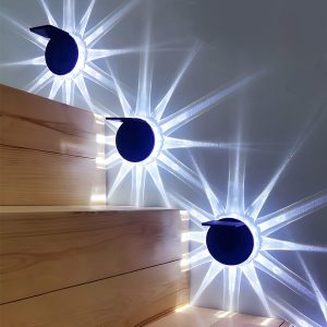 MARS2731 Round 9 LED Solar Petal Wall Light 3 Mode with Remote Outdoor Wall Sconce Lamp Waterproof Wall Mount Lighting