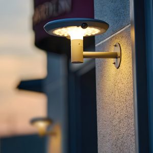 MARS2737 Round Solar-Powered LED Outdoor Wall Light with Motion Sensor